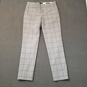 Banana Republic Trouser Womens Size 2 Tall Avery Gray Checkered Wool Blend